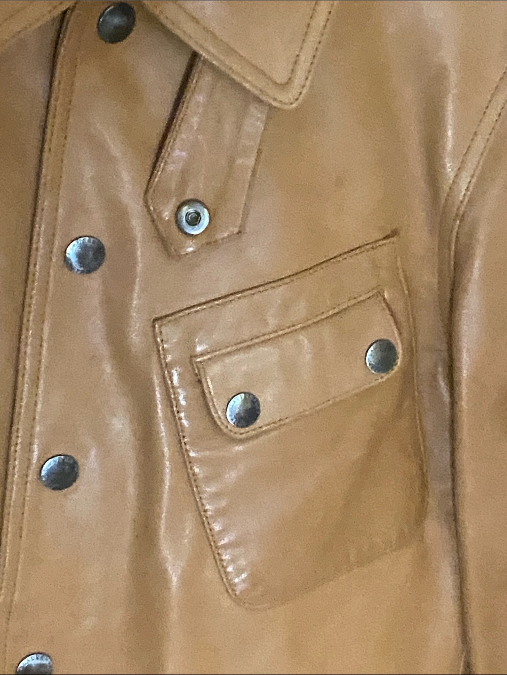 Lauren Ralph Lauren women’s Cognac Leather Button-Front Jacket large - Picture 5 of 6